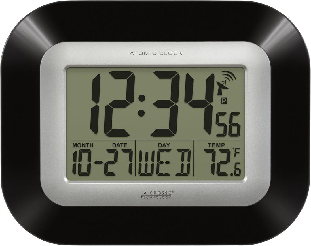 La Crosse Technology Atomic Wall/Table Clock, 7.2-inch H x 8.95-inch W x 1.2-inch D (WT-8005U-B)