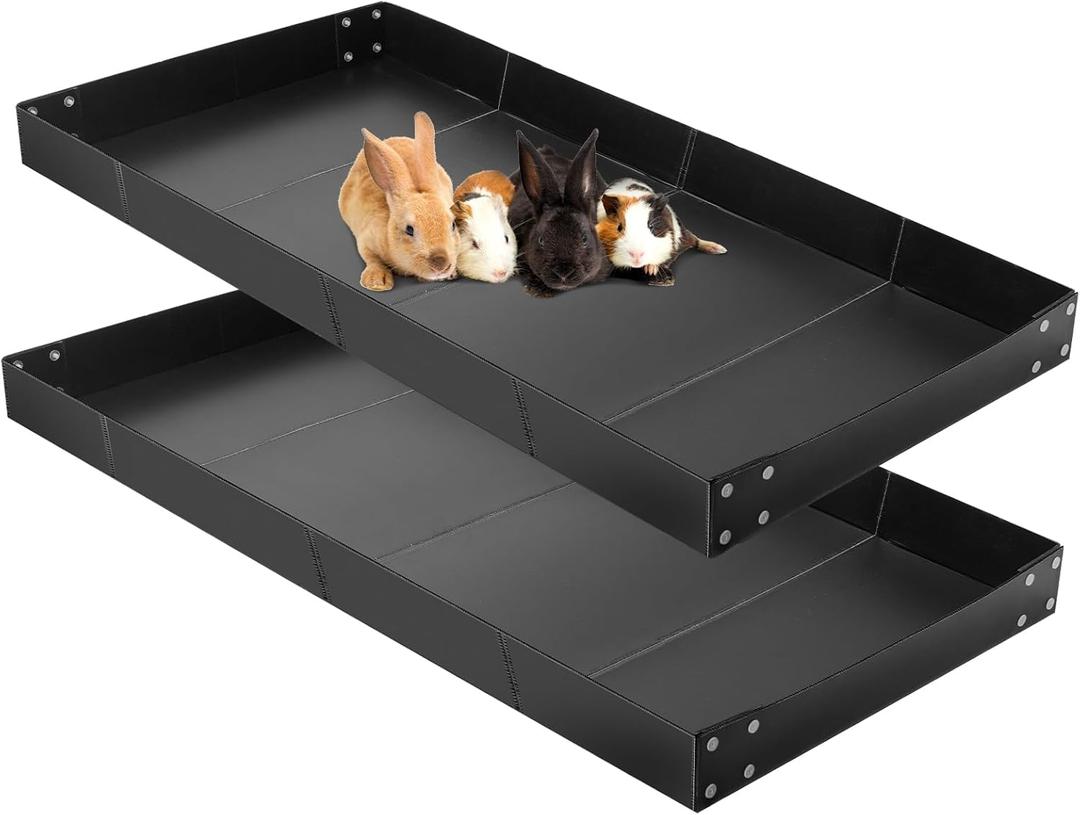 Wenqik 2 Pcs Guinea Pig Cage Liner Corrugated Plastic Cage Liner Base 2 x 4 Panel Size Guinea Pig Cage Bottom for Small Animals Hedgehogs Rabbits Cages Tray, 55 x 27 Inch(Black)