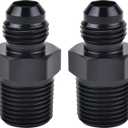 EVIL ENERGY 8AN Male Flare to 1/2" NPT Pipe Fitting Adapter Aluminum Straight Black 2PCS