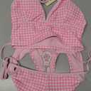 seamoly Women’s Red Gingham Tankini, Two Piece Halter Tank Top with Contrast Trim and Tie Side Boyshorts, Size Small