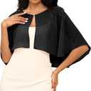 Eeeuityoo Chiffon Shawl Wraps Women's Girls Shrug for Evening Dress Wedding Cape Cover Up 1920s Shawl (Black)