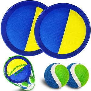 Jalunth Ball Catch Paddle Set Games - Beach Toys Pool Back Yard Outdoor Lawn Games Backyard Camping Toss Age 3 4 5 6 7 8 9 10 11 12 Years Old Boys Girls Kids Adults Family Christmas Easter Gifts (Blue)