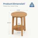 DUMOS Bedside End Table for Small Spaces, 2-Tier Boho Accent Side Table with Storage Shelf, 15.8" Wood Modern Nightstand for Living Room, Bedroom, Home Office, Natural Wood, 1 Pack