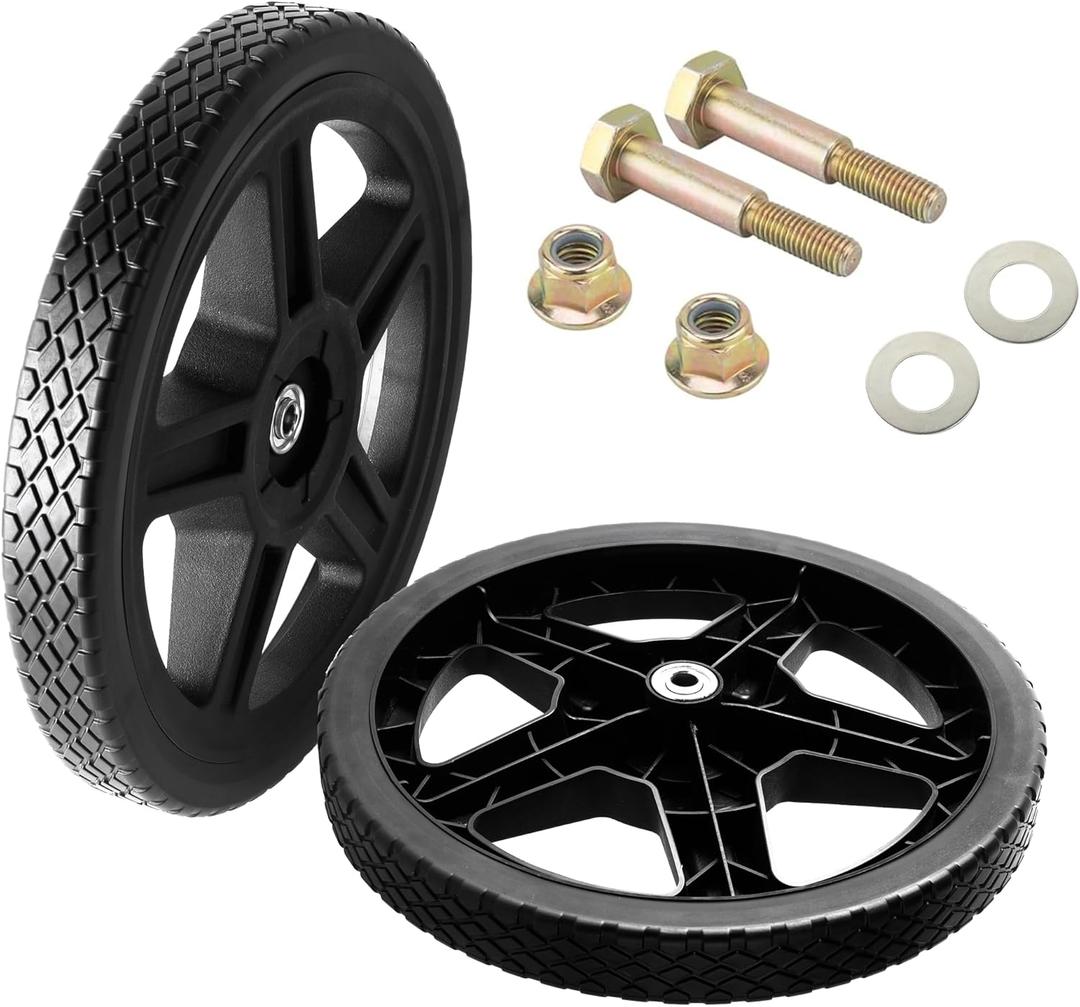 AR-PRO 14-Inch Lawn Mower Wheels - Replacement 14" Push Lawn Mower Wheels with 1-3/4" Width Hub and 1/2" Bearings - Fit for Standard Lawn Mowers, Pressure Washers, Generators and More (2-Pack)