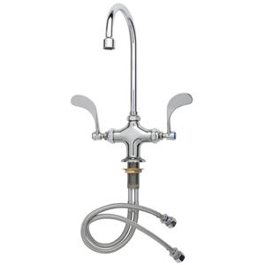 T&S Brass B-0309 Double Pantry Faucet, Single Hole Base, Swivel Gooseneck, Wrist Handles