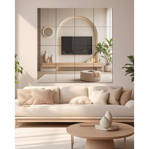 12" x 14" 16Pcs Full Length Wall Mirror Tiles, Frameless Wall Mounted Mirror Glass Wall Mirror for Home Gym, Door, Bedroom, Living Room (Black)