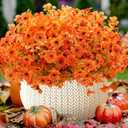 18 Bundles Artificial Flowers for Outdoors UV Resistant Fake Flowers Realistic Faux Flowers Artificial Plants Outdoor for Fall Indoor Garden Patio Window Box Kitchen Home Autumn Decor (Orange)