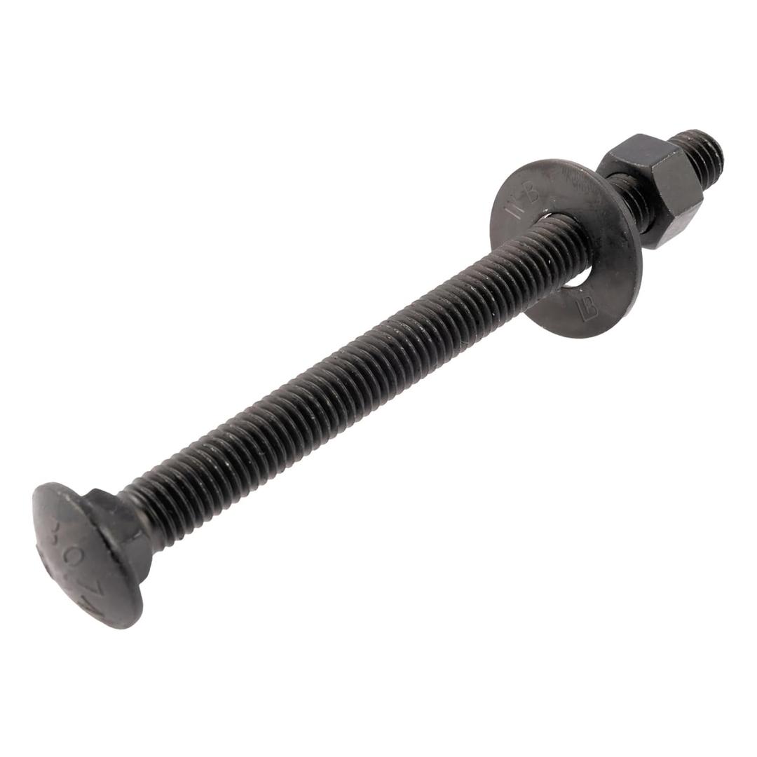 5/8 in. x 6 in. Black Carriage Bolt Kit Includes 12 Bolts, 12 Washers, and 12 Nuts, Ceramic Black Ruspert Coated for Exterior Use - 2X Rust Resistance of Galvanized by Makers Bolt