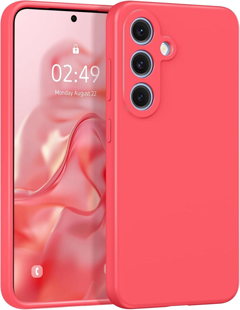 Magnetic Phone Case for Samsung Galaxy S25 Plus 5G 6.7" inch Liquid Silicone Soft Rubber Durable, Drop-Resistant, Slim, Solid Color, 2025 Support for Magsafe SM-S936U, SM-S936U1, Peach Pink