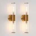 Wall Sconces Set of Two Brushed Gold Wall Mounted Lamp Indoor Sconces Wall Lighting with Stripped Glass Shade Modern Wall Light Fixtures Bathroom Sconces Wall Decor Set of 2,28in