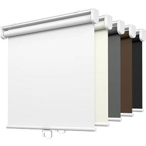 LazBlinds No Tools No Drill Cordless Roller Shades, 100% Blackout Roller Blinds for Windows, Thermal Insulated UV Protection Waterproof Roll Up Window Blinds and Shades, 42'' W x 72'' H, White