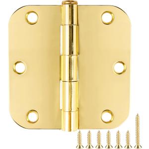 Door Hinges Polished Brass 3.5 Inch Door Hinges Gold 6 Pack 5/8" Radius Corners 3-1/2 Interior Door Hinge for Doors Bedroom Yellow Shiny Luxury Residential Door Hardware Bright Brass Hinge JIW
