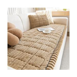 vctops Striped Couch Cover Super Soft Corduroy Sectional Sofa Cover Washable Non Slip Sofa Slipcover Furniture Protector for Kid Dog Pet,1 Piece (Coffee,27"x82")