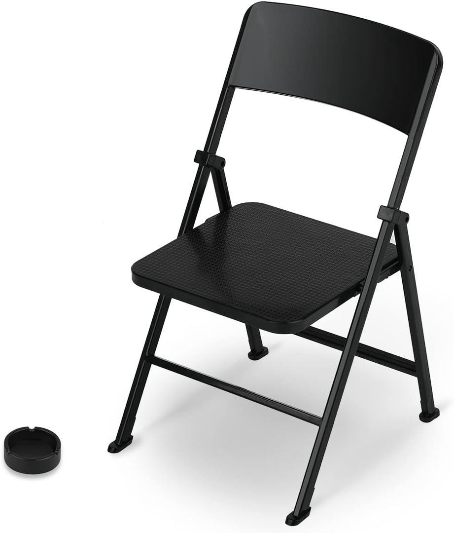DS. DISTINCTIVE STYLE Doll Chair 1/6 Scale Mini Folding Chair for 12 Inch Action Figure Black Tiny Miniature Furniture for Dollhouse Decoration