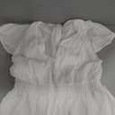 Women's Short Sleeve V Neck Mini Dress A-Line Ruffle Swing Holiday Short Dresses, White, Size L