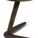 C-Shaped Handmade Solid Wood End Table, Side Table for Couches, Sofa Tables Slide Under Couch for Living Room, Over Couch TV Tray Table for Small Spaces (Medium, Dark Walnut)