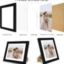 Hongkee 9x11 Picture Frame Set of 4, Made of Real Glass and Black Frame - Display Picture 7x9 with Mat or 9x11 Without Mat, 9 by 11 Photo for Wall or Tabletop