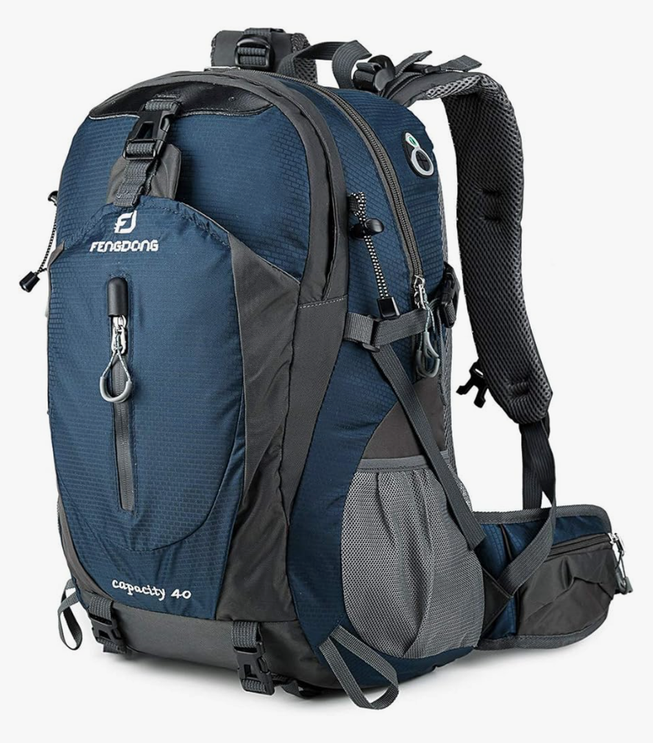 FENGDONG 40L Waterproof Lightweight Outdoor Daypack Hiking,Camping,Travel Backpack for Men Women Blue