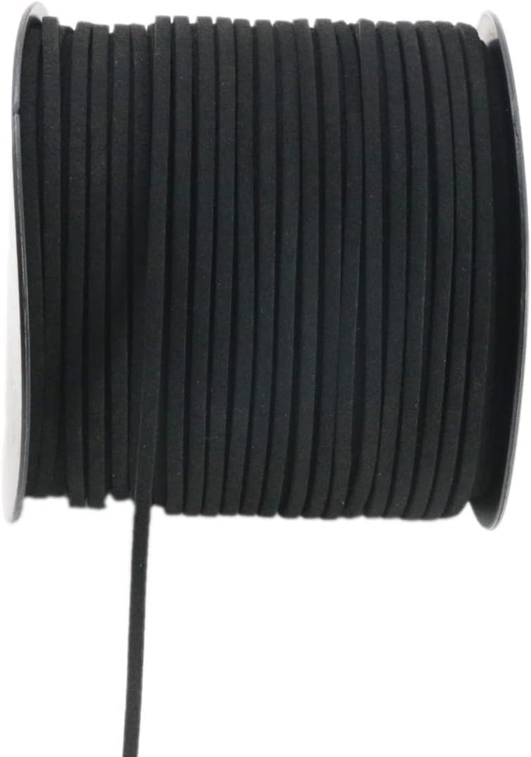 Black Faux Leather Cord for Jewelry Making 100 Yards 2.6mm Thin Suede String Rope for Bracelet DIY Crafting Cord for Necklace-Dream Catcher Supplies-Hat- Walking Stick