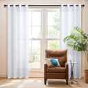 72 Inch Length Semi Sheer Curtains 2 Panels Set White Light Filtering Linen Blackout Grommet Drapes for Living Room Bedroom 52x72 Inches Long