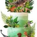 Dinosaur Cake Toppers Artificial Plants Grass Cake Decorations for Dinosaur Theme Jungle Birthday Supplies (Style 2)