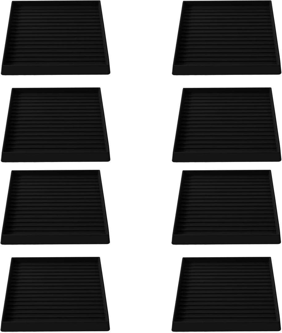 5x5 Square Rubber Furniture Caster Cups, Anti-Sliding Furniture Pads Bed Stopper Floor Protectors with Grip - Protect Any Flooring (8 Pcs Black)