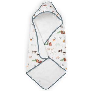 Little Unicorn Premium Infant Hooded Bath Towel| Soft & Absorbent Cotton & Terry Fabric for Newborns (Farmyard) 30x30 in