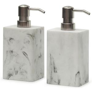 Soap Dispenser 2 Pack, 15 Oz Soap Dispenser with Brushed Nickel Pump.Refillable Hand Soap Dispenser for Bathroom Countertop & Kitchen Home Decor-White