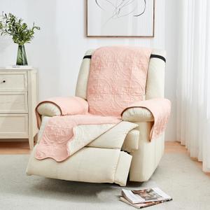 Reversible Recliner Chair Cover - Washable Slipcover Furniture Protector with Elastic Straps - Furniture Cover for Dogs, Kids, and Pets - Quilted & Stitched Detail (Recliner, Dusty Rose / Taupe)