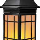 15.5" Solar Lantern Outdoor Waterproof, Glass Flickering Flame Solar Lanterns, Hanging Metal Lantern Decorative for Patio Front Porch Garden Backyard Tabletop Mothers Day Gifts Mom