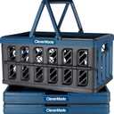 CleverMade Eco Collapsible Shopping Basket with Handles, 24L Ocean, 3 Pack