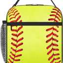 Softball Lunch Bag for Boys Girls Kids Women Men, Insulated Reusable Thermal High Capacity Lunch Box Bag with Front Pocket, Durable Cooler Tote Food Handbag for Work School Picnic (Softball)