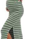 OUGES Women's 2025 Summer Maternity Dress Knit Sleeveless Crewneck Midi Dress Side Slit Striped Bodycon Sweater Dress, Color: Gray Green White Striped, M