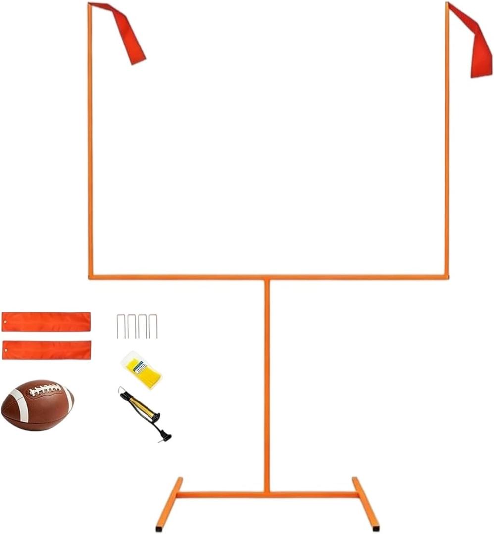 Adjustable Football Field Goal Post - 8' x 6' Steel Frame, Stable Tube Frame Construction, Height Adjustable for Backyard Football Training, for Youth & Adult Players
