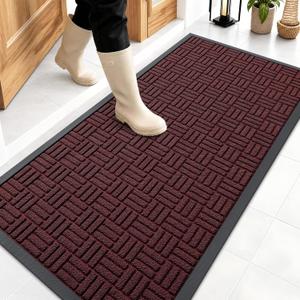 OLANLY Front Door Mat Outside Entrance 47x23, Heavy-Duty Rubber Doormat