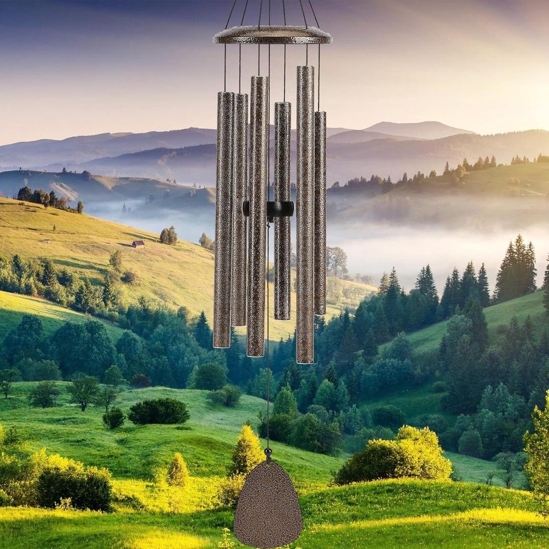 FSVGYY Wind-Chimes-Outdoor-Deep-Tone, Large Soothing Melodic Tones Windchimes, Wind Chimes for Outside, Memorial Wind Chime Best Gift for Mom Women Grandma Neighbors(32" Brown Coated Aluminum)