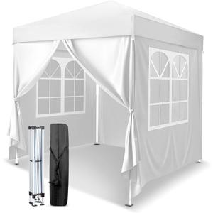 VINGLI 6.5x6.5 Pop Up Canopy Tent with Sidewalls, Outdoor Gazebo Canopy Tent, Patio Event Tents Outdoor Event Shelter for Parties (White)
