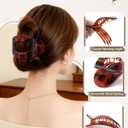 AWAYTR Flat Hair Clips For Women 4.33" Lay Flat Claw Clip for Hair 6Pcs Round Large Hair Claw Clips (Glossy - Leopard Series)