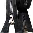 Leekayer #10 34 Inch Separating Jacket Zipper Black Nickel 86.3cm Metal Zipper for Sewing Crafts Dress Bag Coats Heavy Duty DIY Handmade Replacement Zippers (34" Nickel)