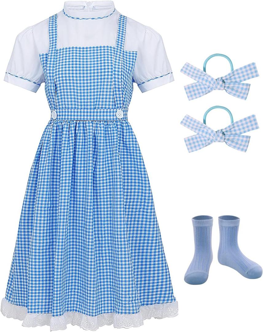 Adult Princess Costume Women Girls Cute Blue Dress for Princess Costume Cosplay Cute Halloween Costume Set (Medium)