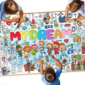 2 x DDMY Giant Coloring Poster, 72 x 35.5 Inch Career Dream Theme Versatile Coloring Table Cloth for Kids, Large Coloring Tablecloth Drawing Paper for School Party/Kids Party/Special Events Decoration
