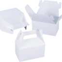 XAGLVV 24 Pack White Gable Boxes with Handles Paper Party Favor Gift Box for Wedding Birthday Baby Shower Graduation Christmas Party Favors