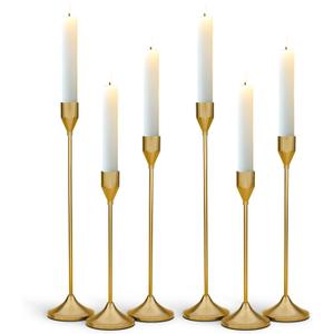 Brass Gold Metal Taper Candle Holder, Vintage Candlestick Holders, Candle Sticks Holder Decor for Wedding Wedding, Dinning, Party, Fits 3/4 inch Thick Candle&Led Candles (Set of 6 Pcs)