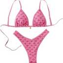 BEAUDRM Women's 2 Piece Bikini Set Y2k Floral Triangle Tie Back Swimsuits Bathing Suit, XS