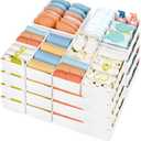 DIMJ Drawer Organizer Clothes, 24 Pack Dresser Organizer, Foldable Closet Organizers and Storage, Fabric Dresser Drawer Organizers, Drawer Dividers for Nursery, Baby Clothes, Underwears, Sock (White)