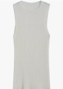 Women's Solid Color Short O-Neck Knitted Vest Sleeveless Tops, White, Size Large