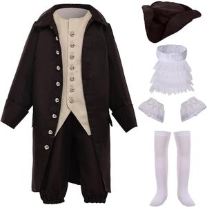 BPURB Colonial Costume Boys 18th Century American Costume (10, Brown)