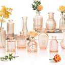 Clear Amber Gold Glass Bud Vase Set of 12 Pcs,Small Bud Vases in Bulk,Glass Crystal Flower Vases Table Centerpieces for Party Event Wedding Decor Baby Shower Decorations (Amber Gold, 12 Pcs)