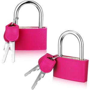 Gjinxi 2Pcs Gym Locker Lock with Key, Aluminum Pink Locker Lock with 1.65inch Wide, Waterproof Locker Padlock for Shed, Gate, and Storage Unit