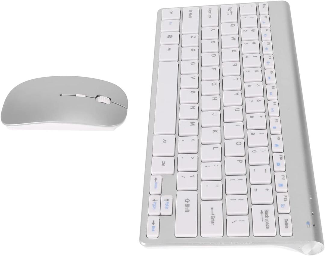 Smart Keyboard Mouse Kit Silent LED Indicator Power Saving Keyboard Mouse Set Office (Silver)